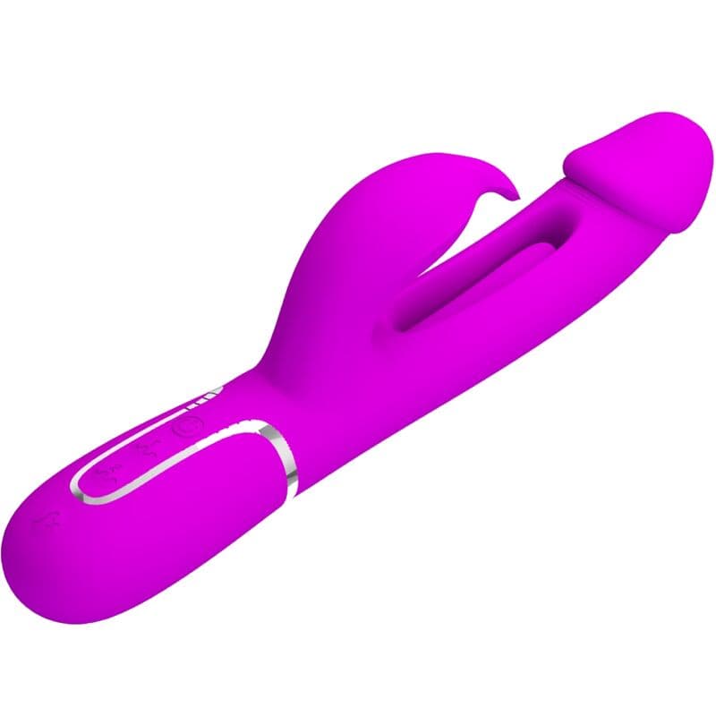 PRETTY LOVE - KAMPAS RABBIT 3 IN 1 MULTIFUNCTION VIBRATOR WITH TONGUE FUCHSIA 3