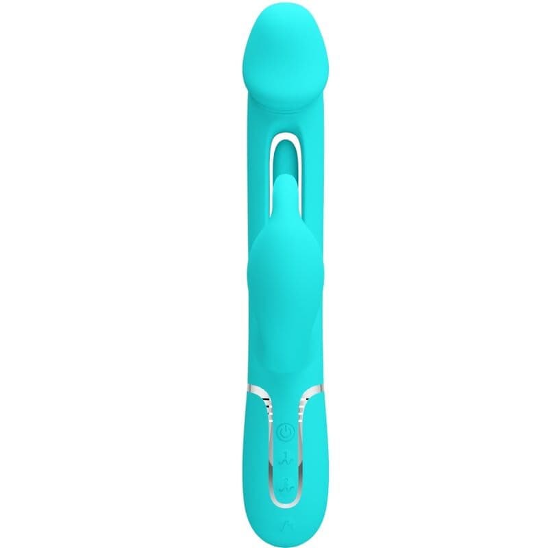 PRETTY LOVE - KAMPAS RABBIT 3 IN 1 MULTIFUNCTION VIBRATOR WITH TONGUE AQUA GREEN 2