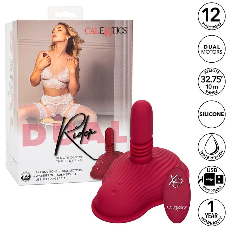CALEXOTICS - RIDER MASSAGER DOUBLE MOTOR REMOTE CONTROL RED 2