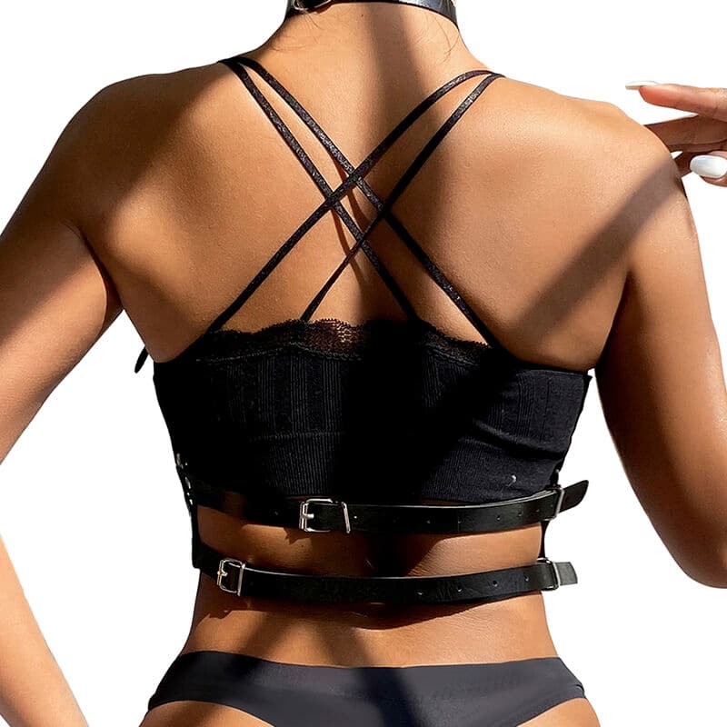 SUBBLIME - LEATHER RING CHEST HARNESS BLACK ONE SIZE 5