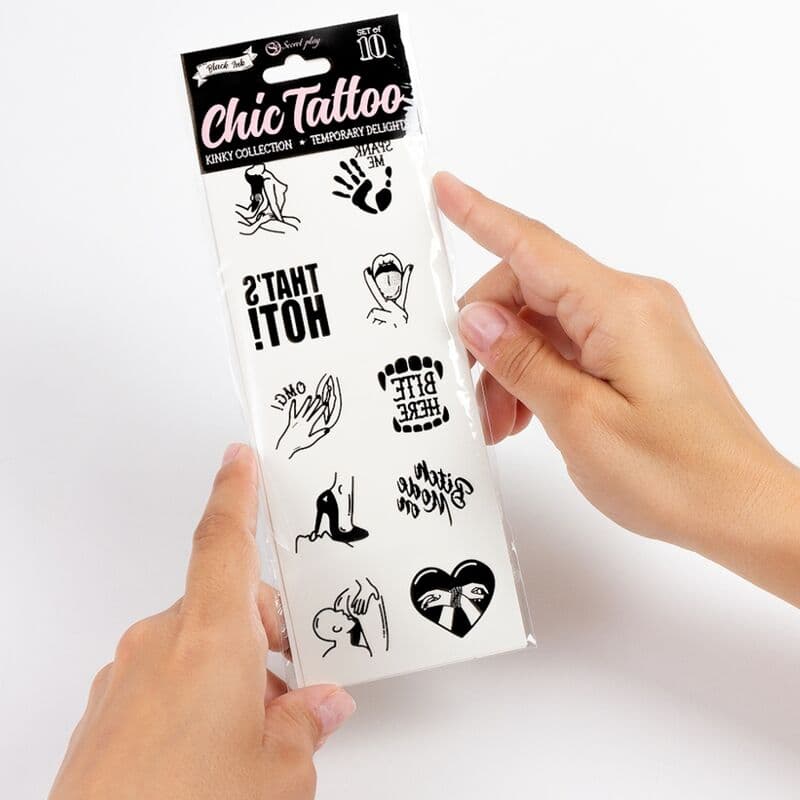 SECRET PLAY - SET OF 10 TEMPORARY TATTOOS KINKY COLLECTION 4