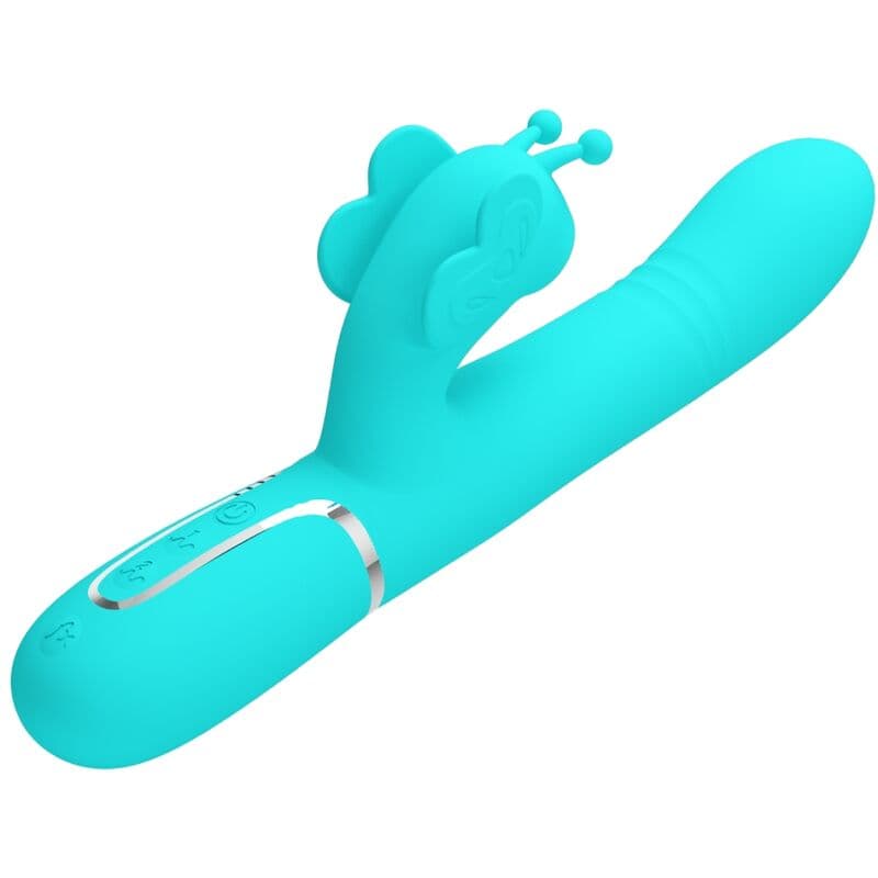PRETTY LOVE - MULTIFUNCTION RABBIT VIBRATOR 4 IN 1 BUTTERFLY AQUA GREEN 3