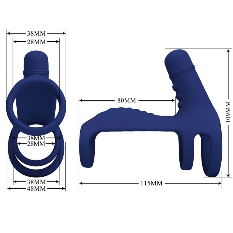 PRETTY LOVE - ELISH VIBRATING RING WITH EXTENSION BLUE 4