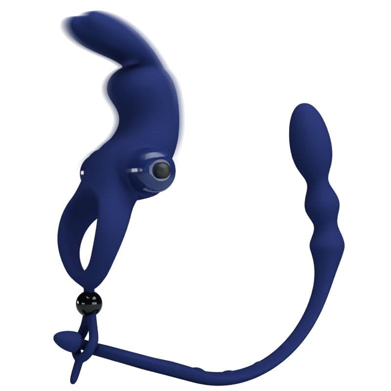 PRETTY LOVE - AYAD RABBIT VIBRATOR RING WITH PLUG BLUE 3