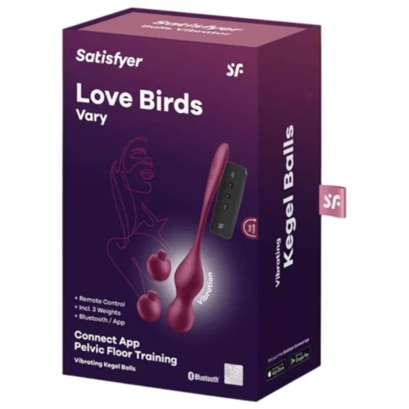 SATISFYER - LOVE BIRDS VARY VIBRATING BALLS FREE APP WINE RED 5