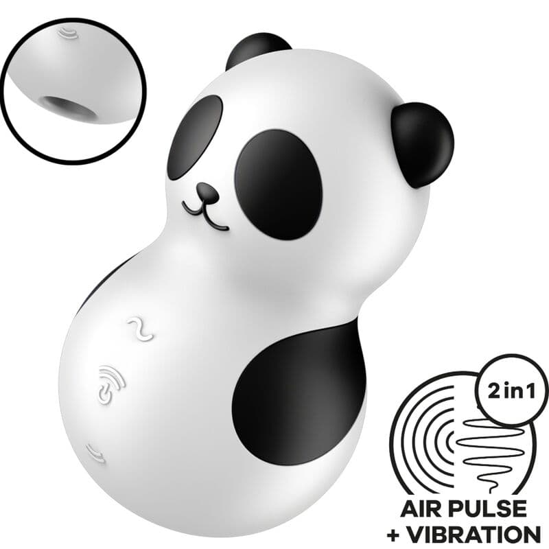 SATISFYER - POCKET PANDA STIMULATOR & VIBRATOR BLACK AND WHITE 2