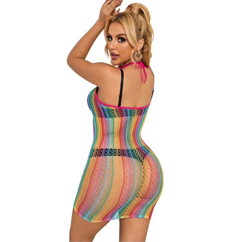 SUBBLIME - 952341 RAINBOW FISHNET DRESS ONE SIZE 2