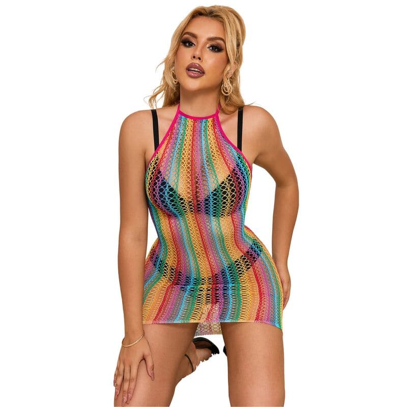 SUBBLIME - 952341 RAINBOW FISHNET DRESS ONE SIZE 5
