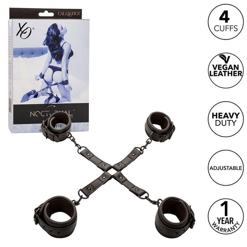 CALEXOTICS - NOCTURNAL HOG TIE CONNECTOR CUERO AJUSTABLE BLACK 2