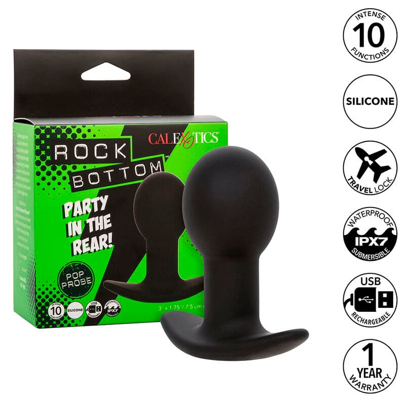 CALEXOTICS - ROCK BOTTOM ANAL PLUG 10 VIBRATIONS SILICONE BLACK 2