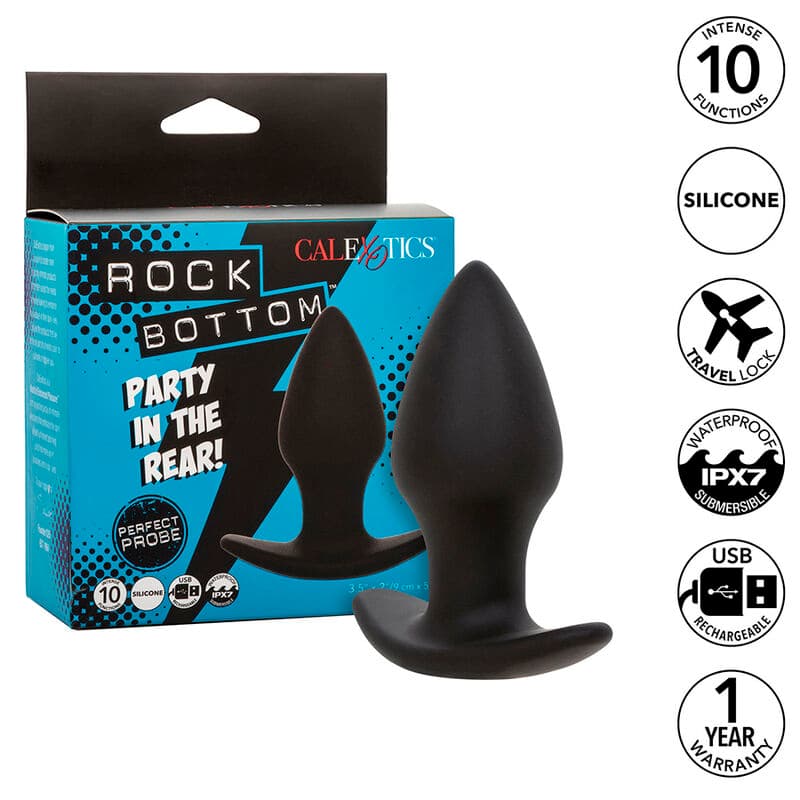 CALEXOTICS - ROCK BOTTOM PERFECT ANAL PLUG 10 VIBRATIONS SILICONE BLACK 2