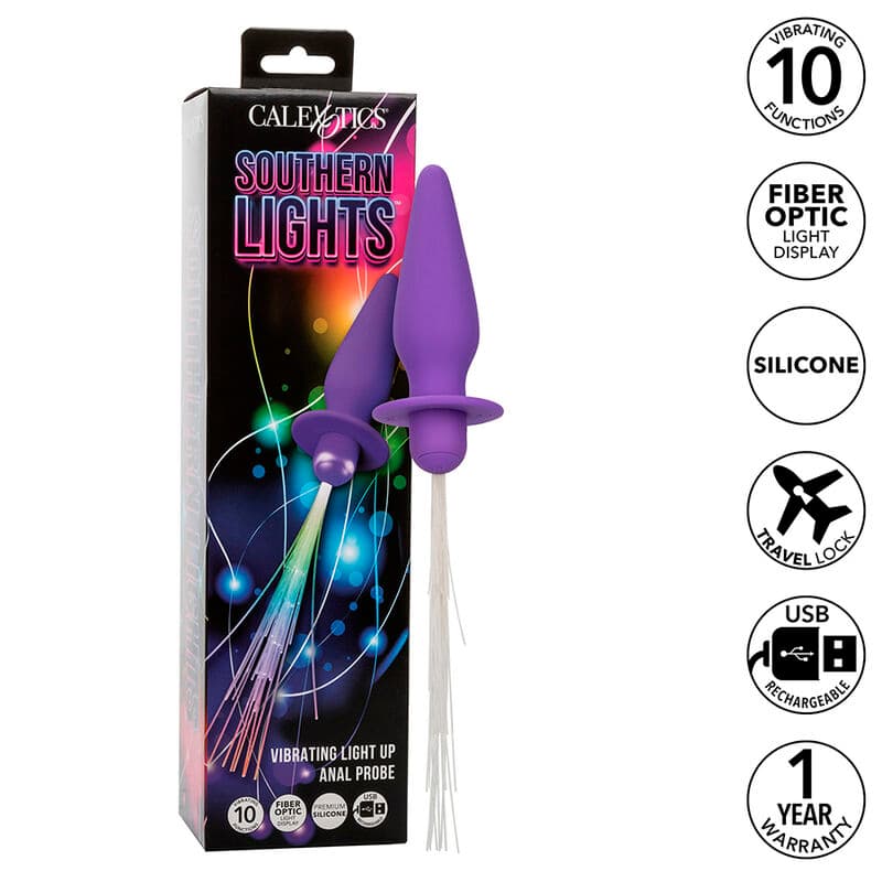 CALEXOTICS - SOUTHERN LIGHTS LIGHT UP ANAL PLUG 10 VIBRATIONS SILICONE PURPLE 2
