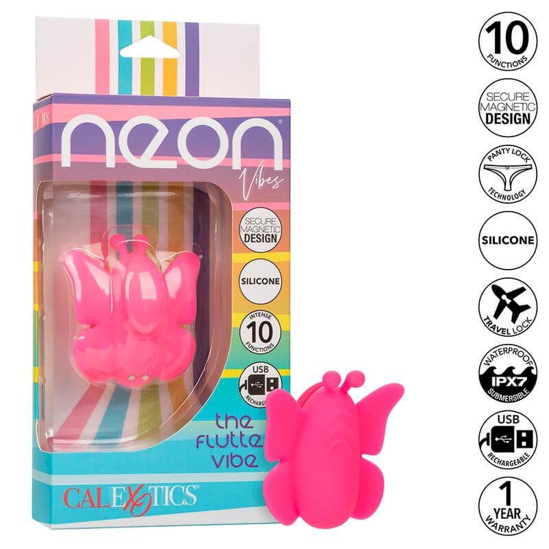 CALEXOTICS - NEON VIBES THE FLUTTER VIBE STIMULATOR 10 VIBRATIONS PINK 2