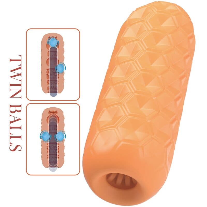 PRETTY LOVE - TWIN BALLS MALE MASTURBATOR ORANGE 5