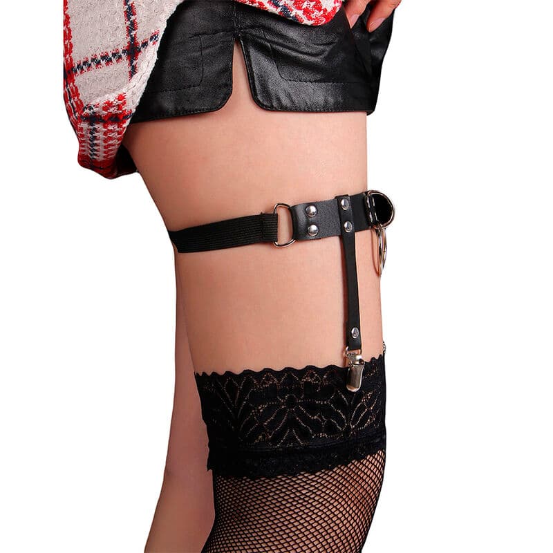 SUBBLIME - 953744 ADJUSTABLE LEATHER PUNK GARTER BLACK ONE SIZE 5