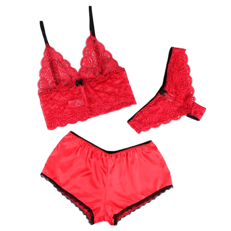 SUBBLIME - 953898 SILK AND LACE NIGHTGOWN + PANTIES RED S/M 5