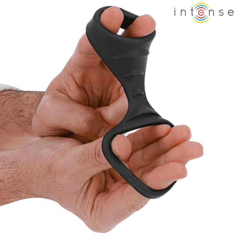 INTENSE - THEO DOUBLE SILICONE PENIS RING BLACK MODEL 3 4