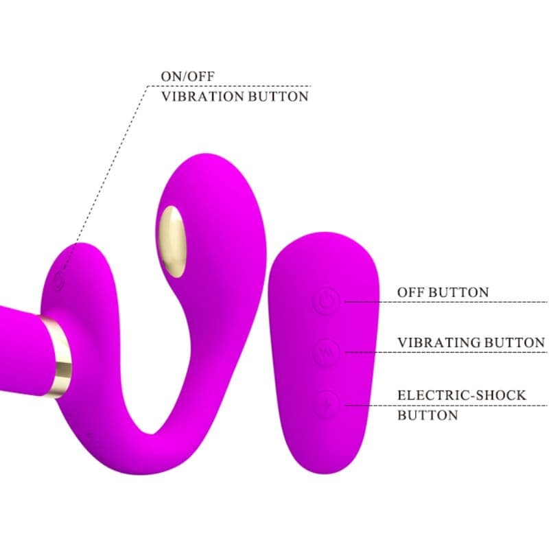 PRETTY LOVE - THUNDERBIRD DOUBLE STRAP-ON VIBRATOR REMOTE CONTROL PURPLE 5