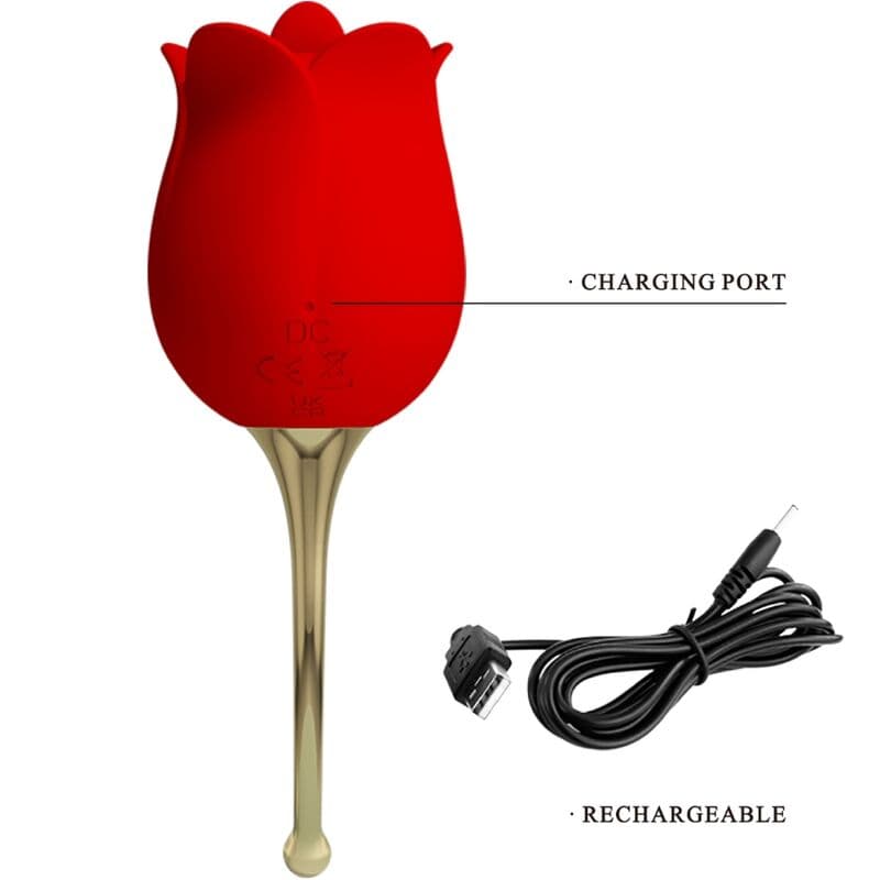 PRETTY LOVE - ROSE LOVER ROSE CLITORIS STIMULATOR 12 VIBRATIONS RED 5