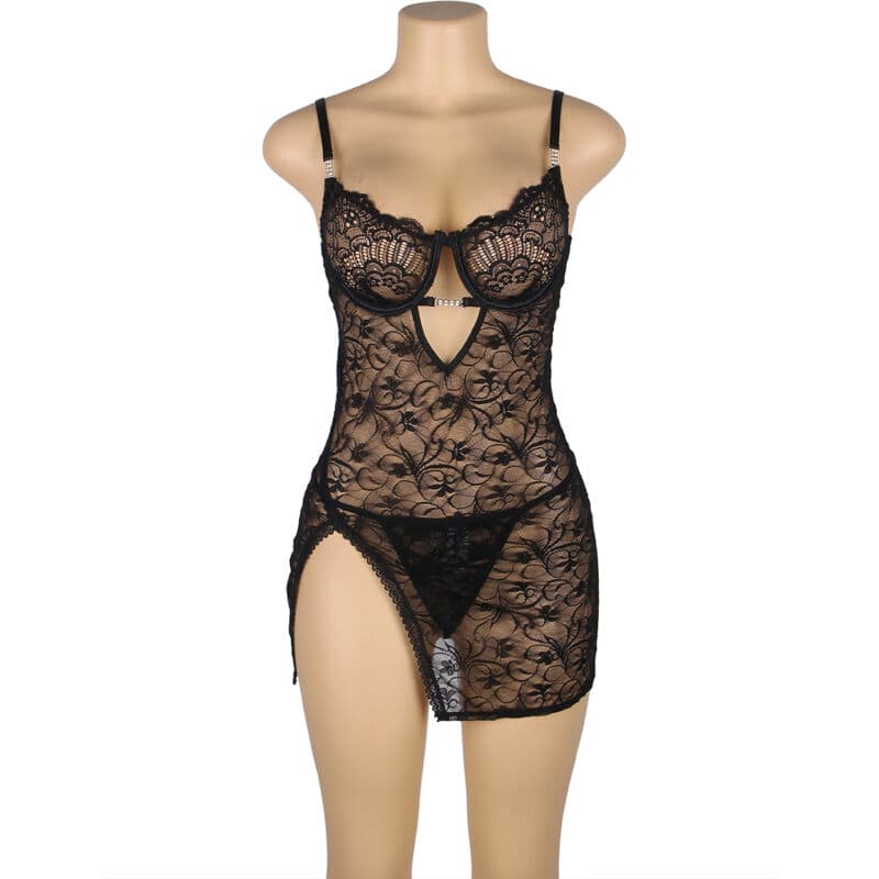 SUBBLIME - 954185 LACE BABYDOLL WITH ADJUSTABLE STRAPS BLACK S/M 5