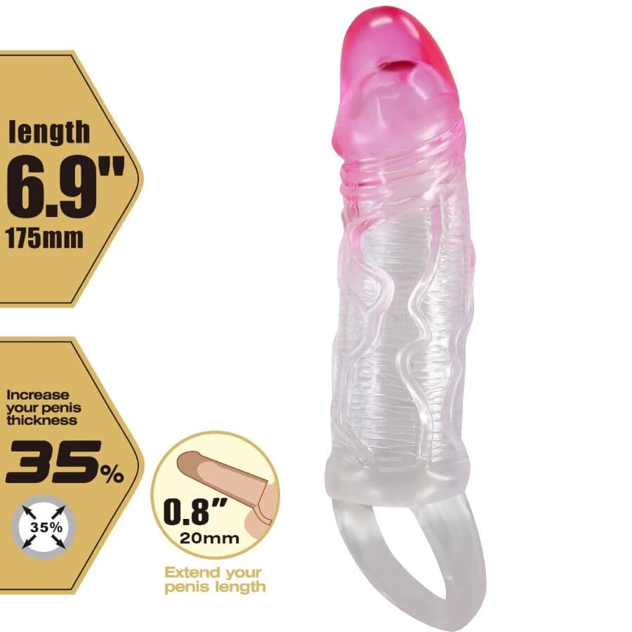 PRETTY LOVE - ODES REALISTIC 2 CM ENLARGEMENT SHEATH FOR PENIS PINK 5