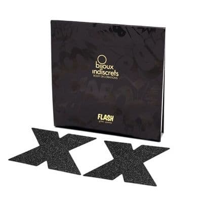 BIJOUX - INDISCRETS FLASH CROSS BLACK NIPPLE CAPS 2