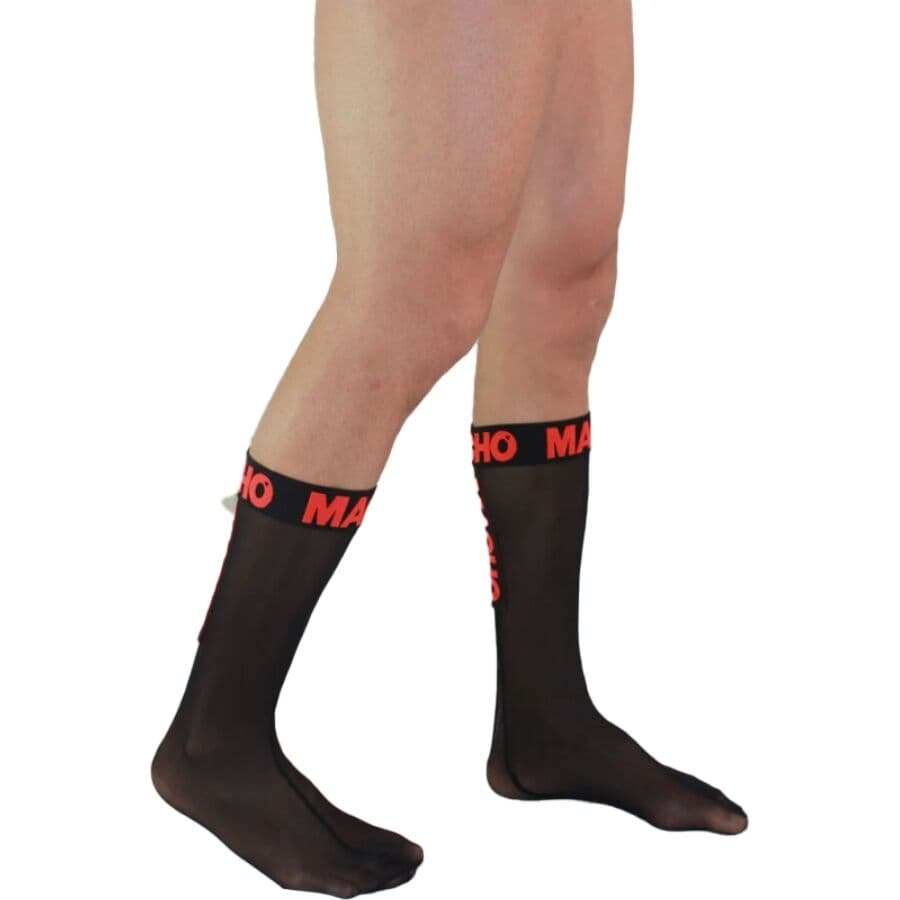 MACHO - THIN SOCKS ONE SIZE BLACK/RED 3
