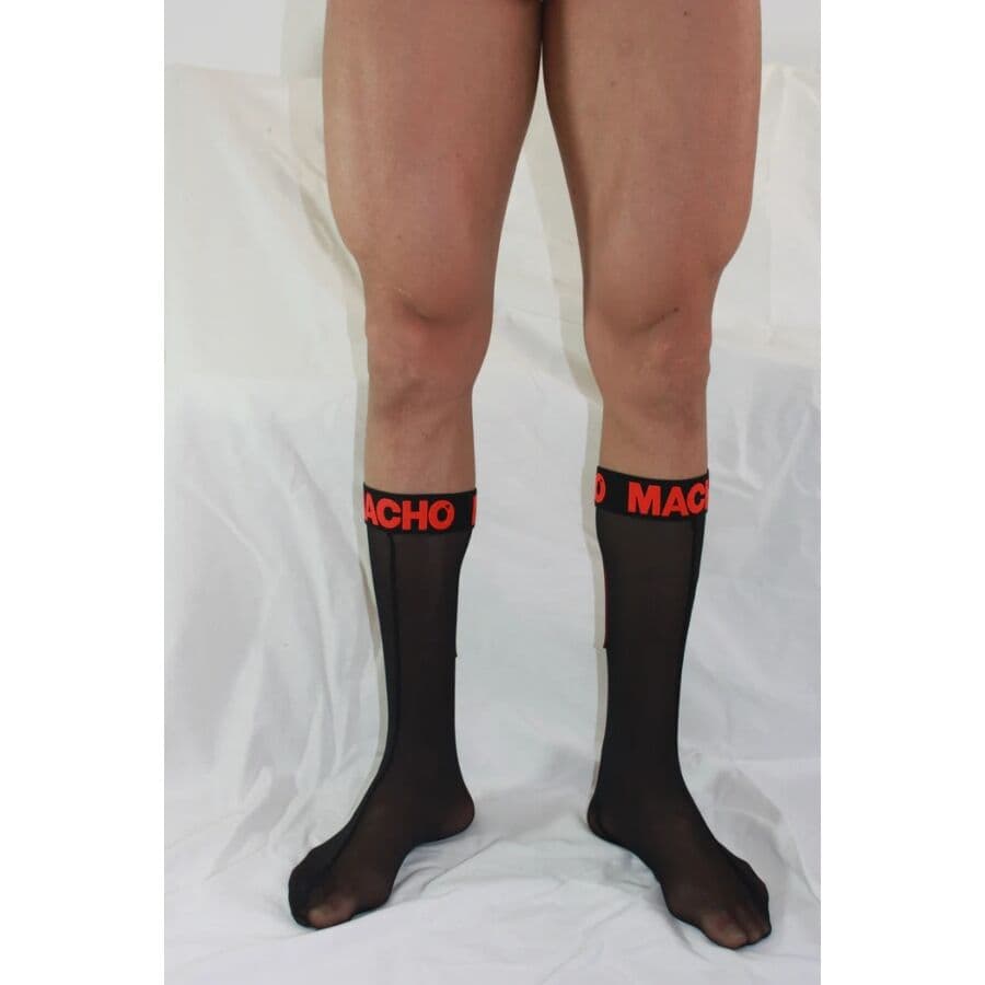 MACHO - THIN SOCKS ONE SIZE BLACK/RED 4