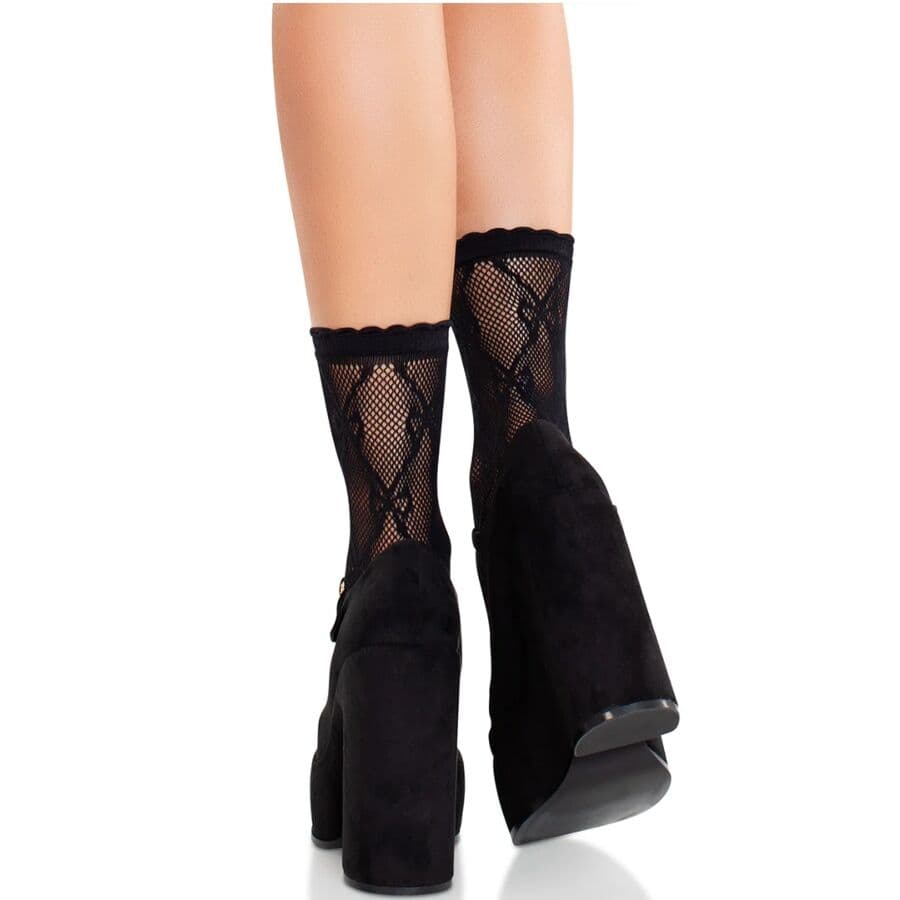 LEG AVENUE - BLACK LACE BOW LACE SOCKS 2