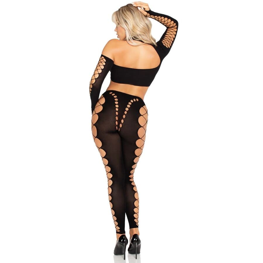 LEG AVENUE - CROP TOP AND LEGGINGS CUT-OUT SEAMLESS BLACK 2