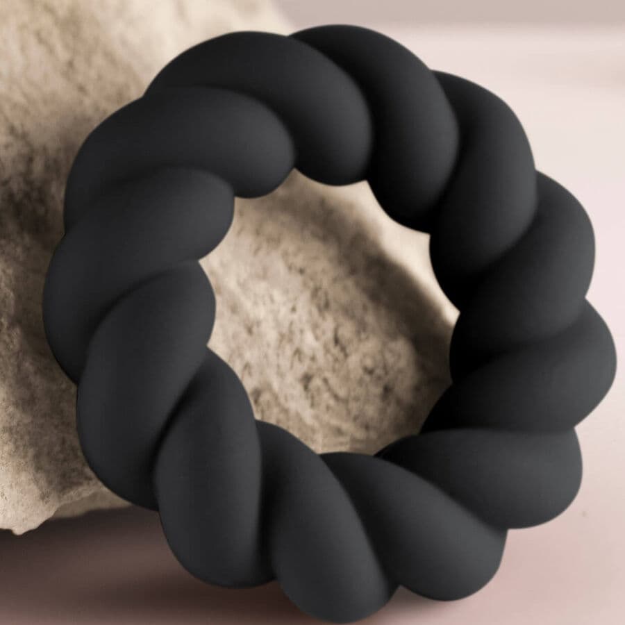 ROCKS-OFF - TWIST BLACK SILICONE MASTURBATOR RING 5