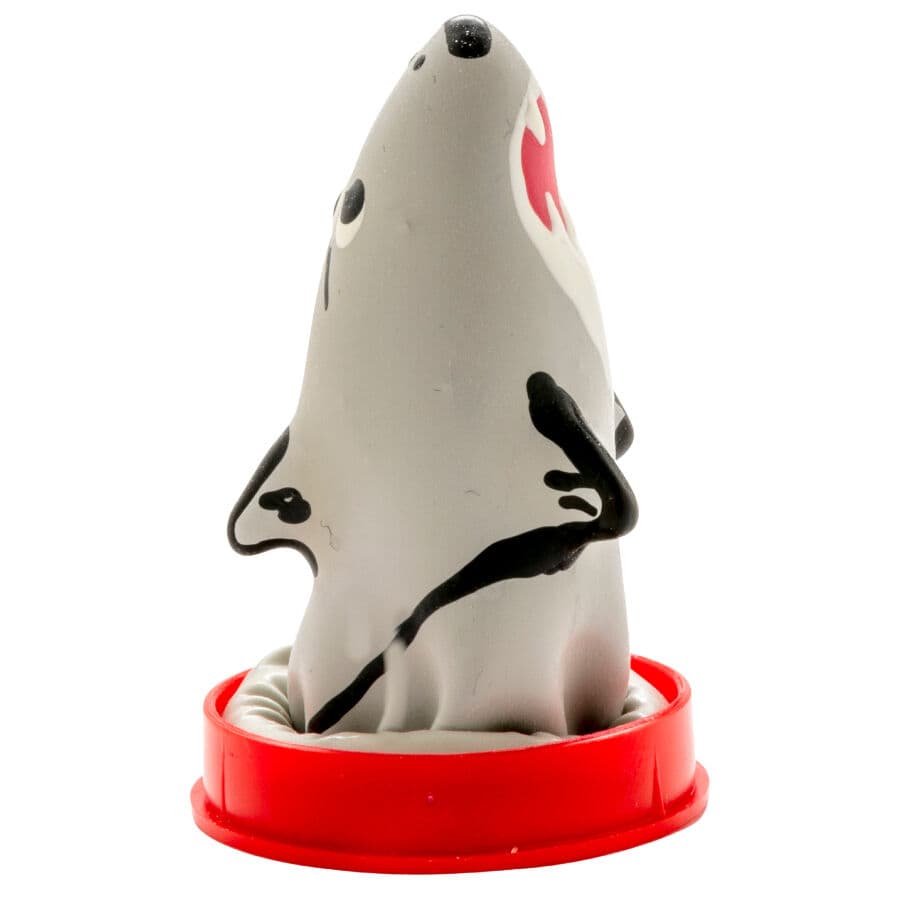 CONDOMERIE - HANDPAINTED NOVELTY CONDOMS SHARK MODEL 1 2