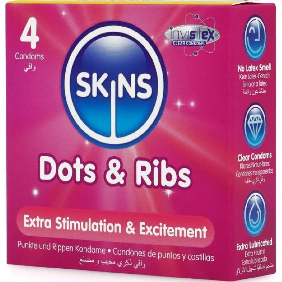 SKINS - DOTS & RIBS PREMIUM CONDOMS PACK 4 2