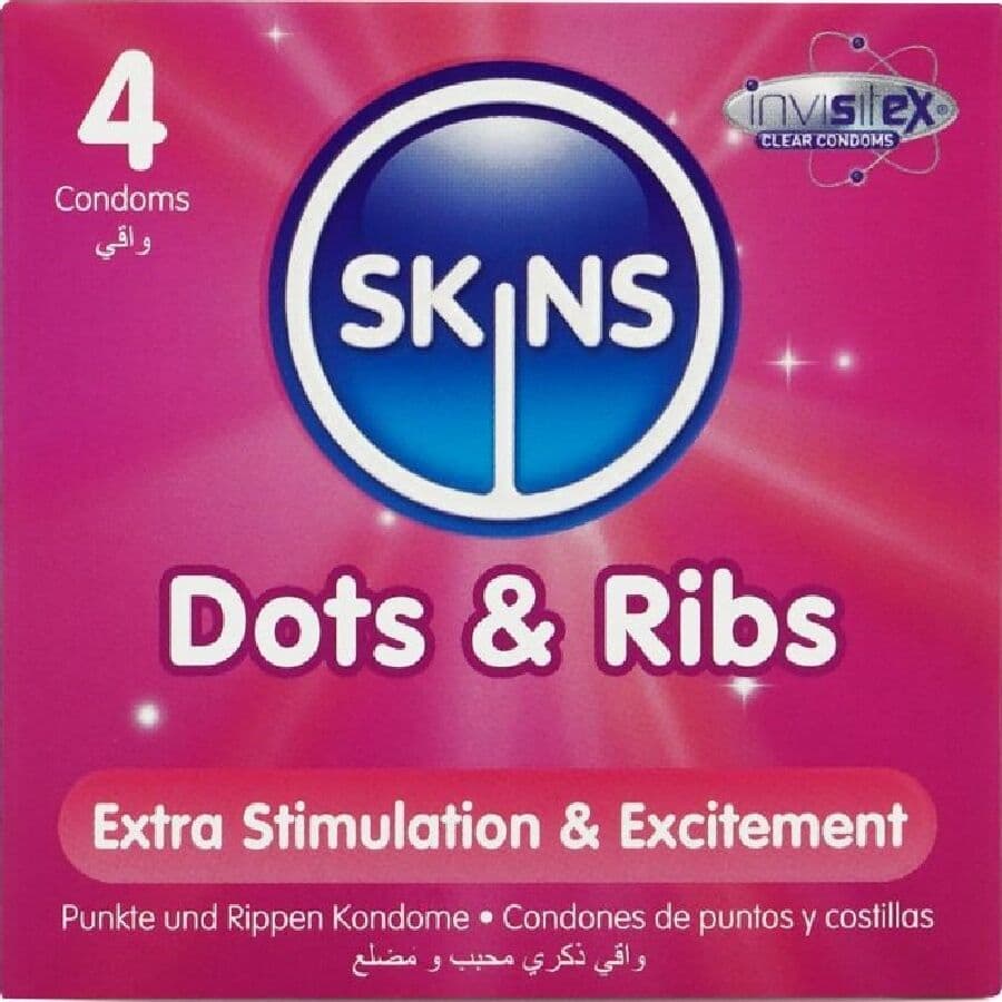 SKINS - DOTS & RIBS PREMIUM CONDOMS PACK 4