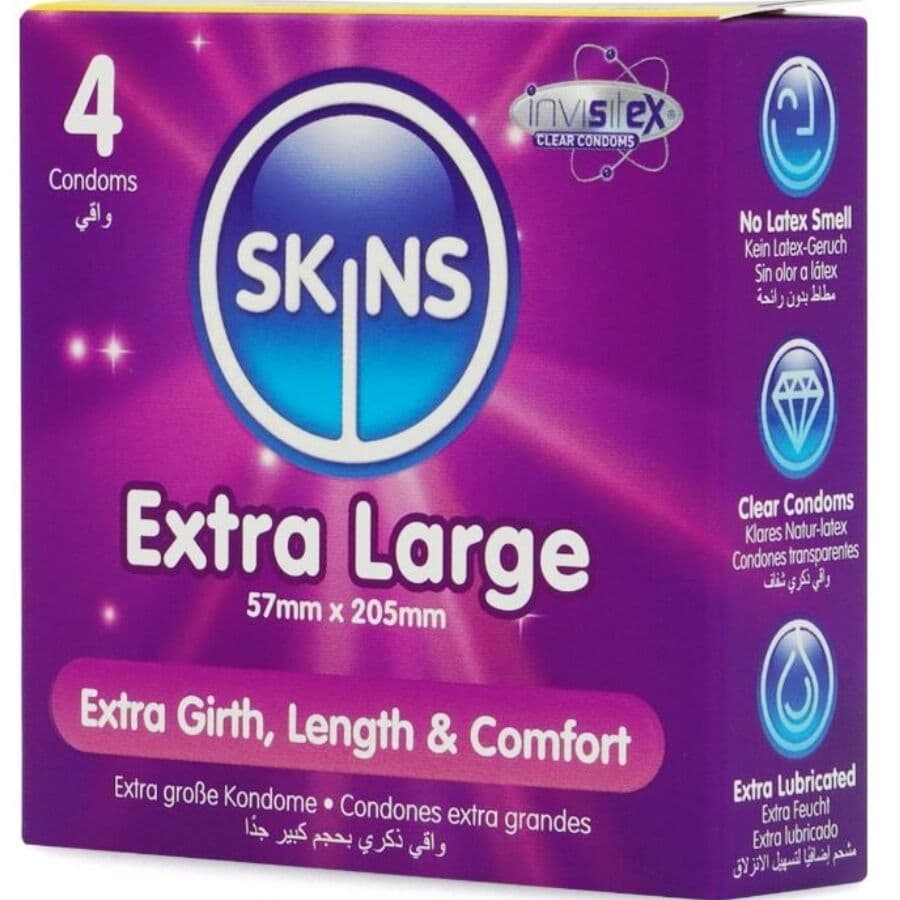 SKINS - EXTRA LARGE PREMIUM CONDOMS PACK 4 2