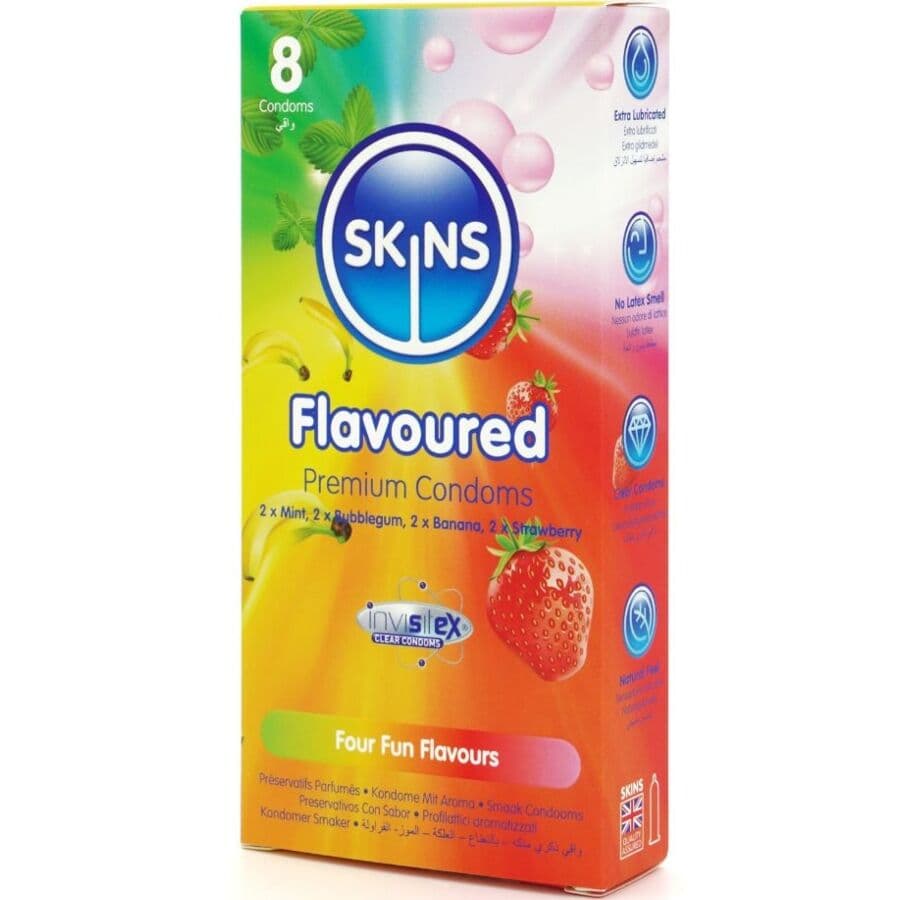 SKINS - MULTI FLAVORS PREMIUM CONDOMS PACK 8 2