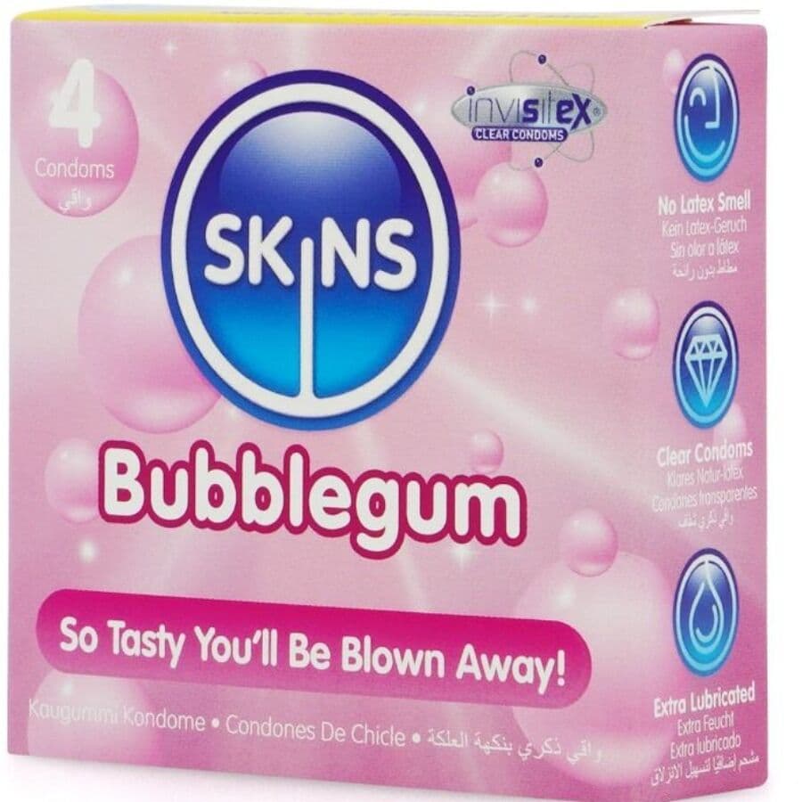 SKINS - BUBBLEGUM PREMIUM CONDOMS PACK 4 2