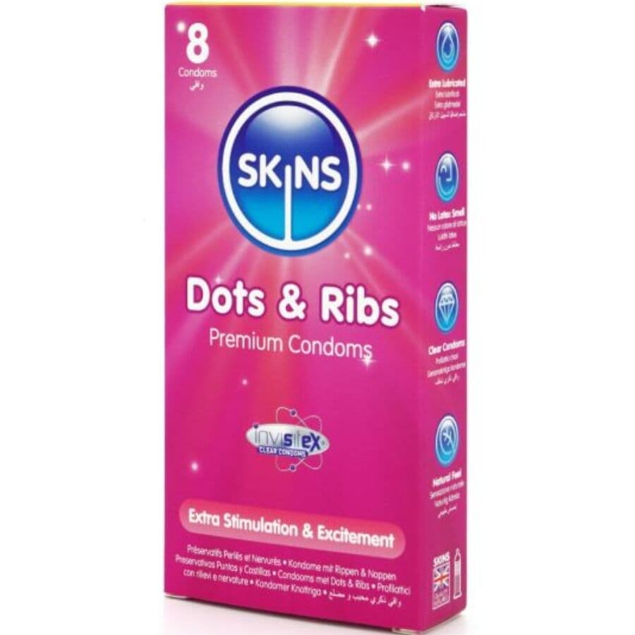 SKINS - DOTS & RIBS PREMIUM CONDOMS PACK 8 2
