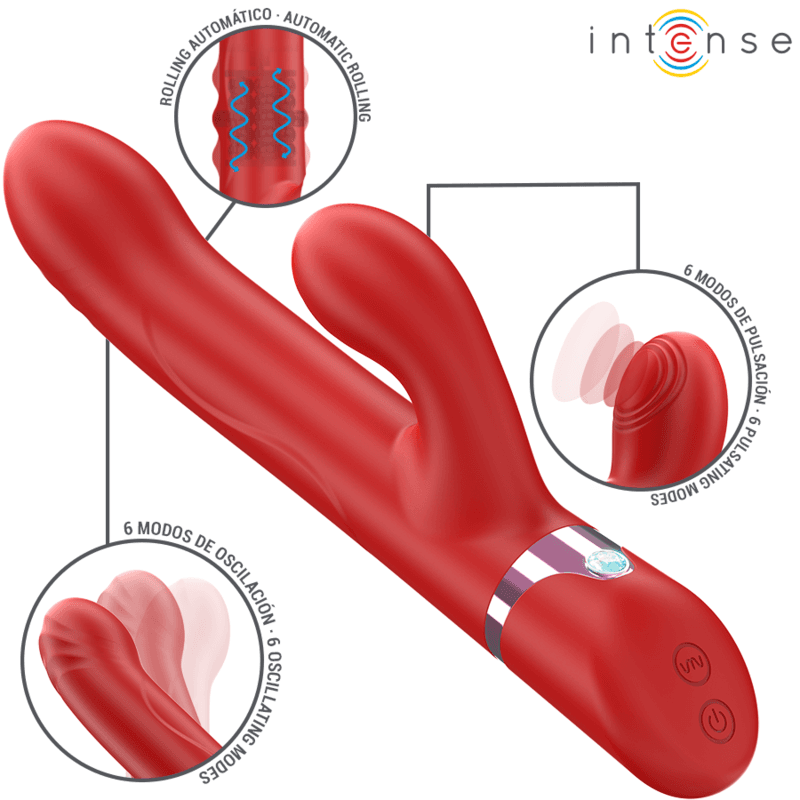 INTENSE - LELE MULTIFUNCTION VIBRATOR ROTATING & OSCILLATION & STIMULATION RED 2