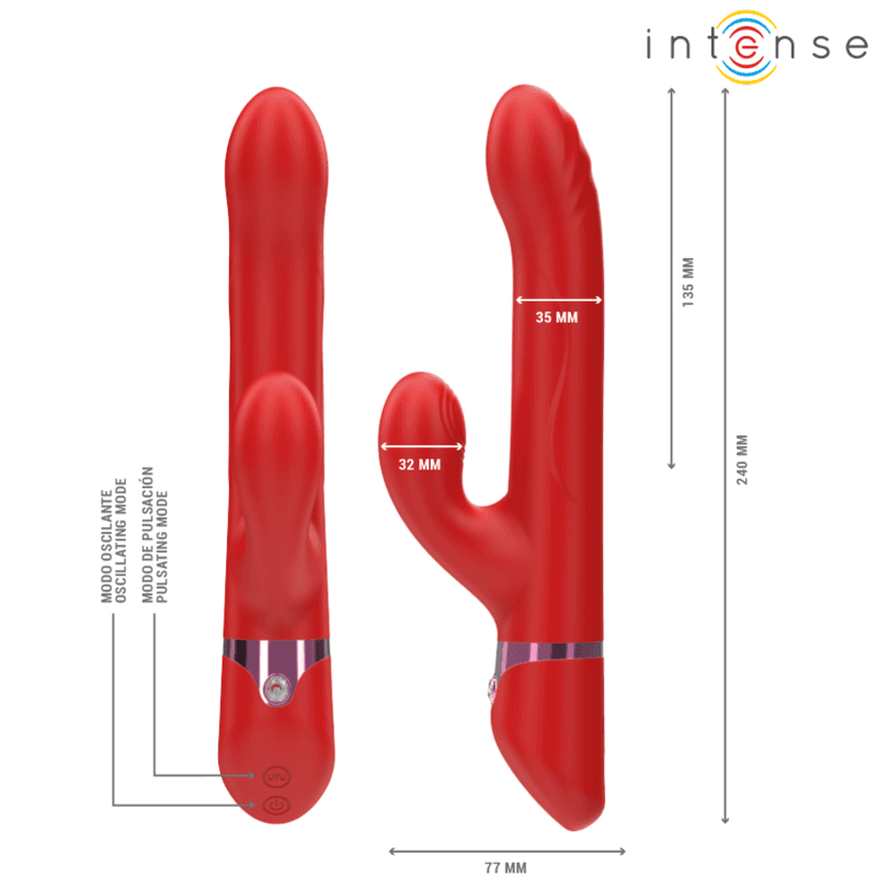 INTENSE - LELE MULTIFUNCTION VIBRATOR ROTATING & OSCILLATION & STIMULATION RED 3