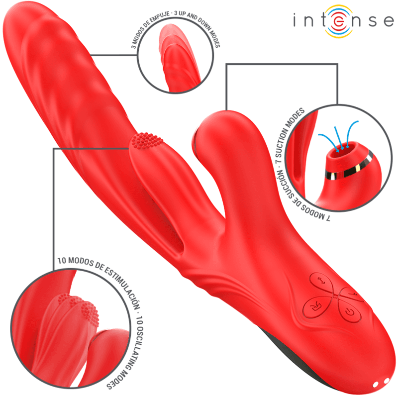 INTENSE - KAROL MULTIFUNCTION VIBRATOR THRUST & STIMULATION & STIMULATING WAVES RED 2