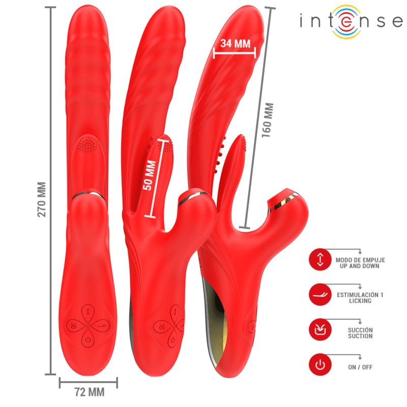 INTENSE - KAROL MULTIFUNCTION VIBRATOR THRUST & STIMULATION & STIMULATING WAVES RED 4