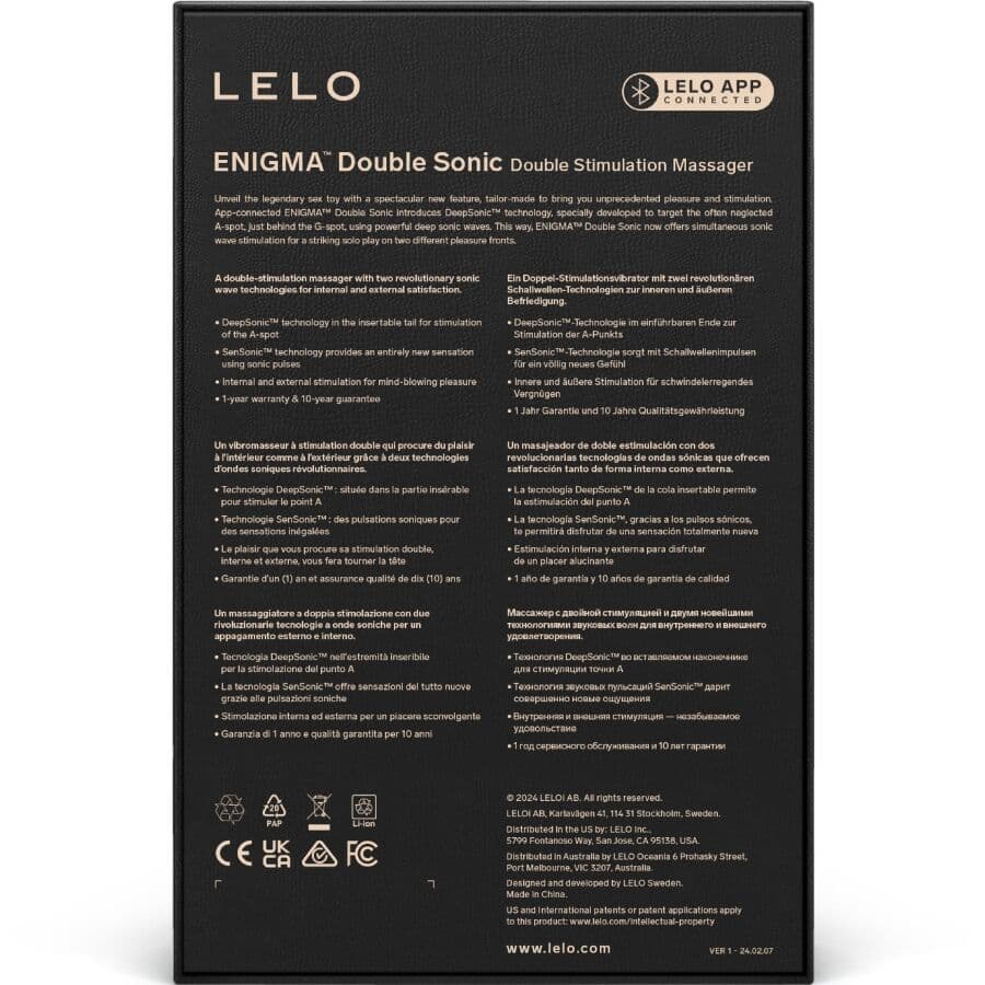 LELO - ENIGMA DOUBLE SONIC VIBRATOR POINT G CYBER PURPLE 5