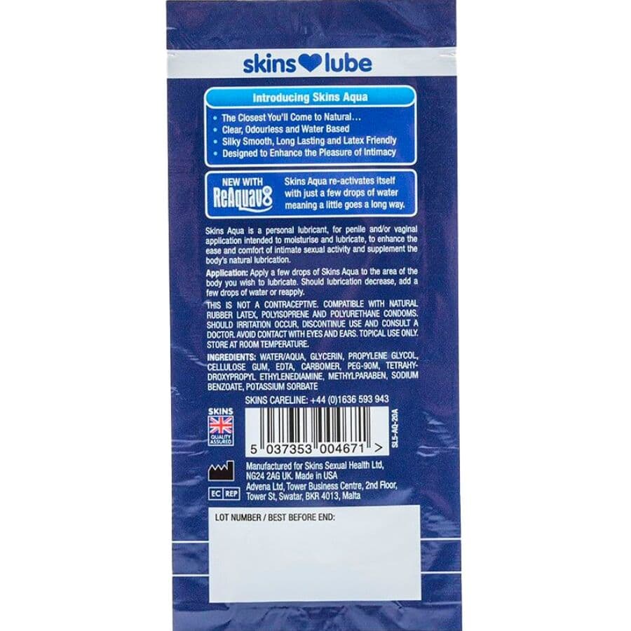 SKINS - AQUA WATER-BASED LUBRICANT SINGLE-DOSE 5 ML 2