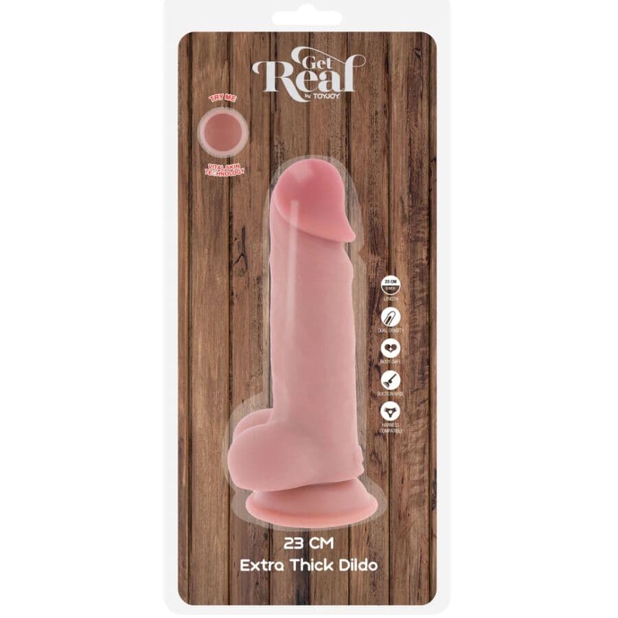 GET REAL - DELUXE REALISTIC PENIS WITH TESTICLES EXTRA THICK 23 CM 5