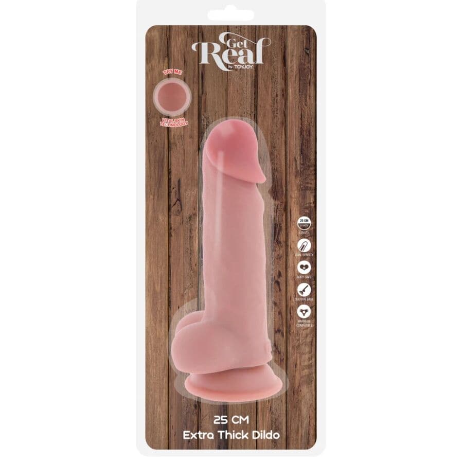 GET REAL - DELUXE REALISTIC PENIS WITH TESTICLES EXTRA THICK 25 CM 5