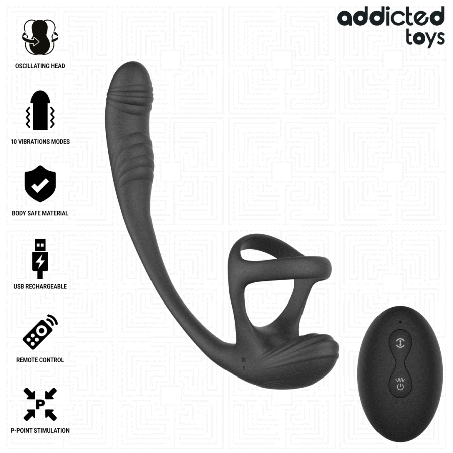 ADDICTED TOYS - ANAL PLUG WITH VIBRATION AND 360º WAVING AND TESTICLE STIMULATOR 2