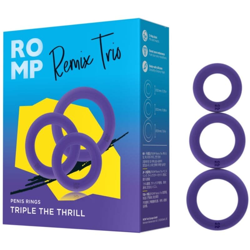 ROMP - REMIX TRIO SET OF 3 PURPLE SILICONE PENIS RINGS 5