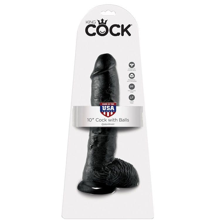 KING COCK - 10 DILDO BLACK WITH BALLS 25.4 CM 2