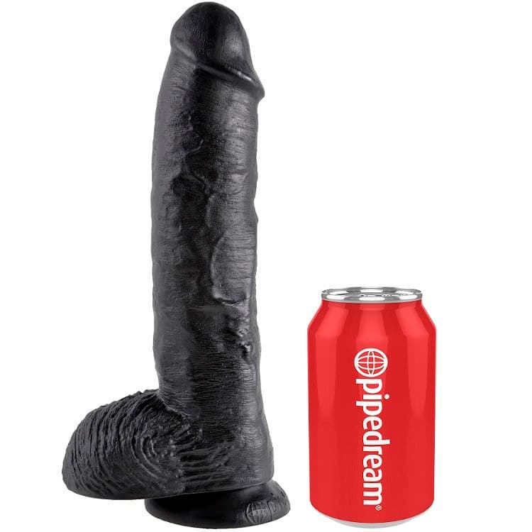 KING COCK - 10 DILDO BLACK WITH BALLS 25.4 CM 4